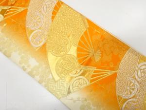 アンティーク　扇に枝梅・古典柄織り出し袋帯（材料）